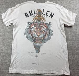 Sullen Art Collective Tiger Dagger T Shirt Mens M White Tattoo Graphic Flawed